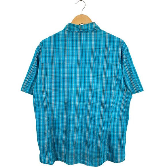 Arc'teryx Short Sleeve Plaid Peakline Hike Shirt Blue men's size Large - Picture 2 of 7